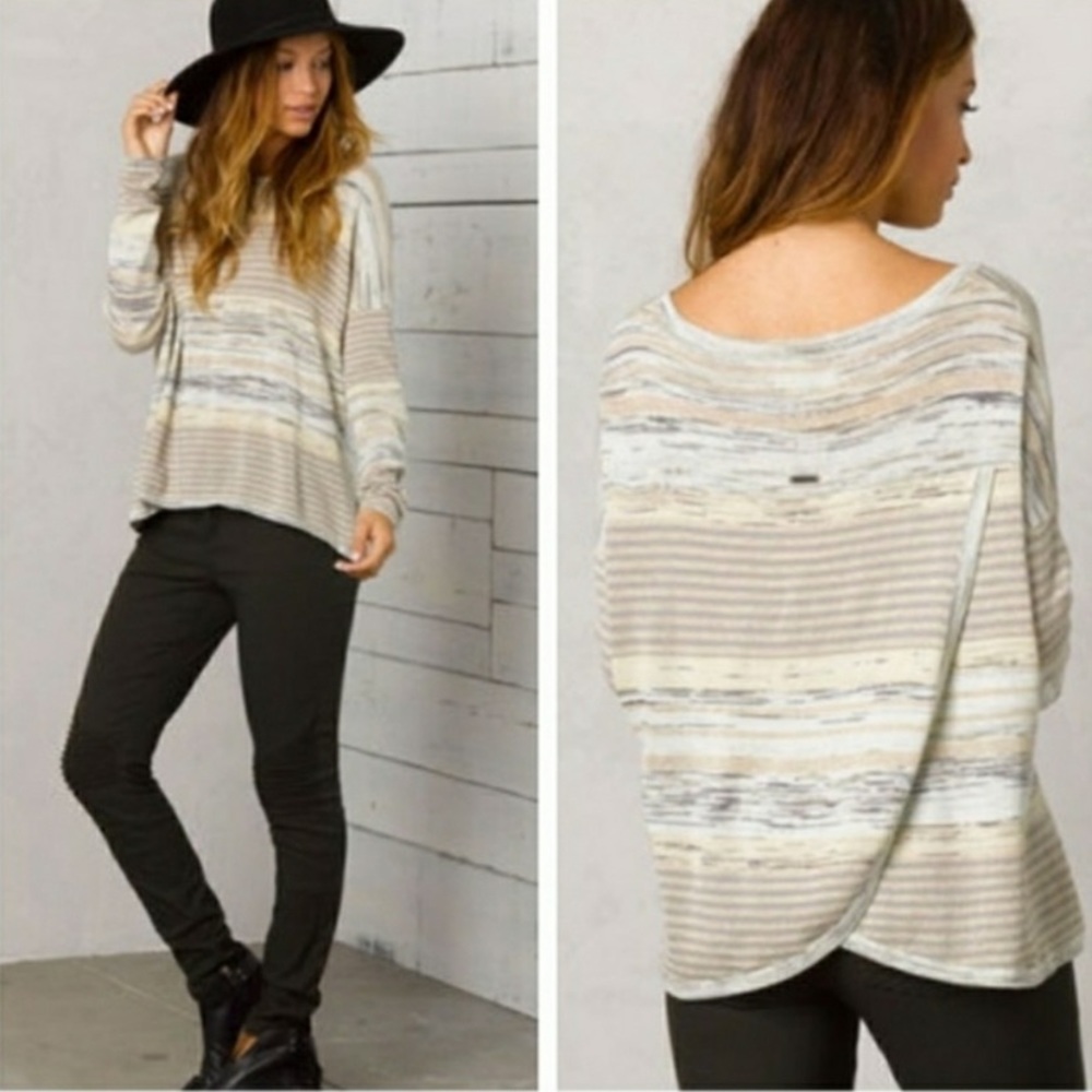 NWT PrAna Adelaide Split Back Sweater Stone Medium